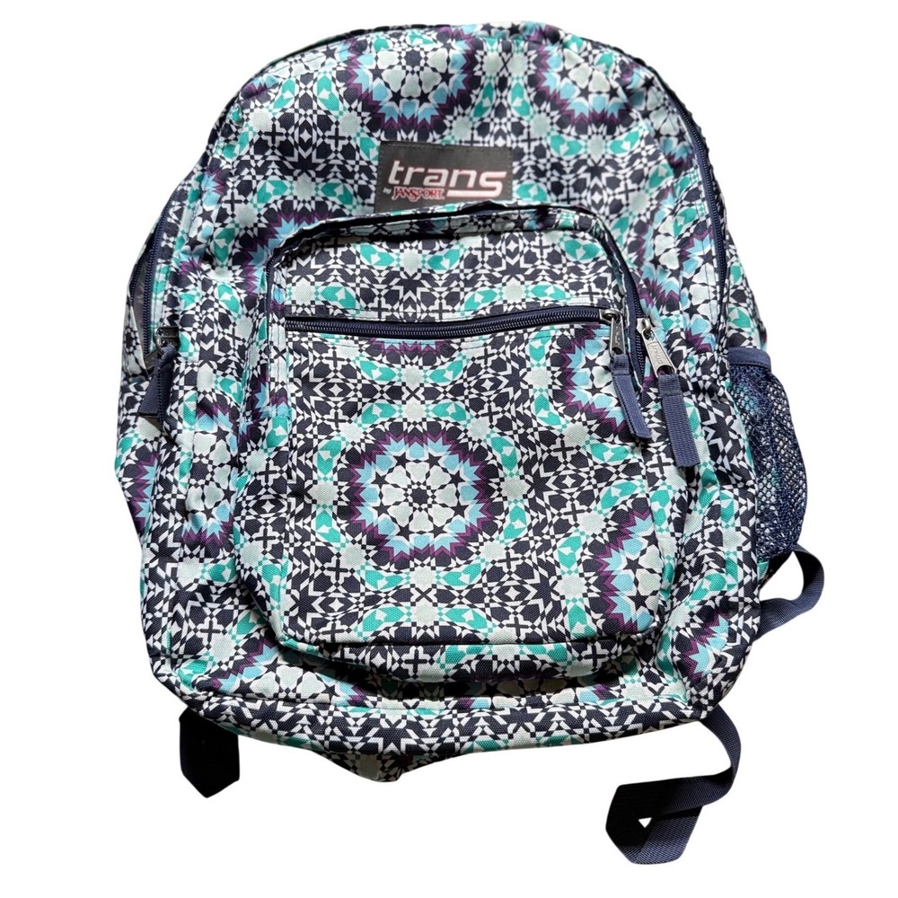 Trans by JanSport Geometric Kaleidoscope Backpack Laptop School Book Bag Blue‎